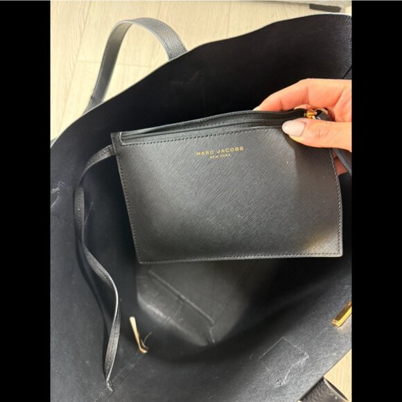 Marc Jacobs Black Large Leather Tote Work Travel Bag - Picture 10 of 12